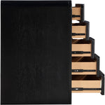 Fluted Solid Wood And Oak Veneer Chest in Black