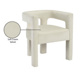 Athena Velvet Upholstered Dining Chair in Cream