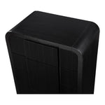 Fluted Solid Wood And Oak Veneer Chest in Black