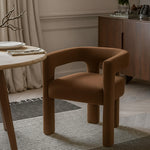 Athena Velvet Upholstered Dining Chair in Saddle