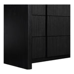 Fluted Solid Wood And Oak Veneer Chest in Black