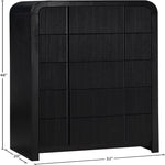 Fluted Solid Wood And Oak Veneer Chest in Black