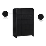 Fluted Solid Wood And Oak Veneer Chest in Black