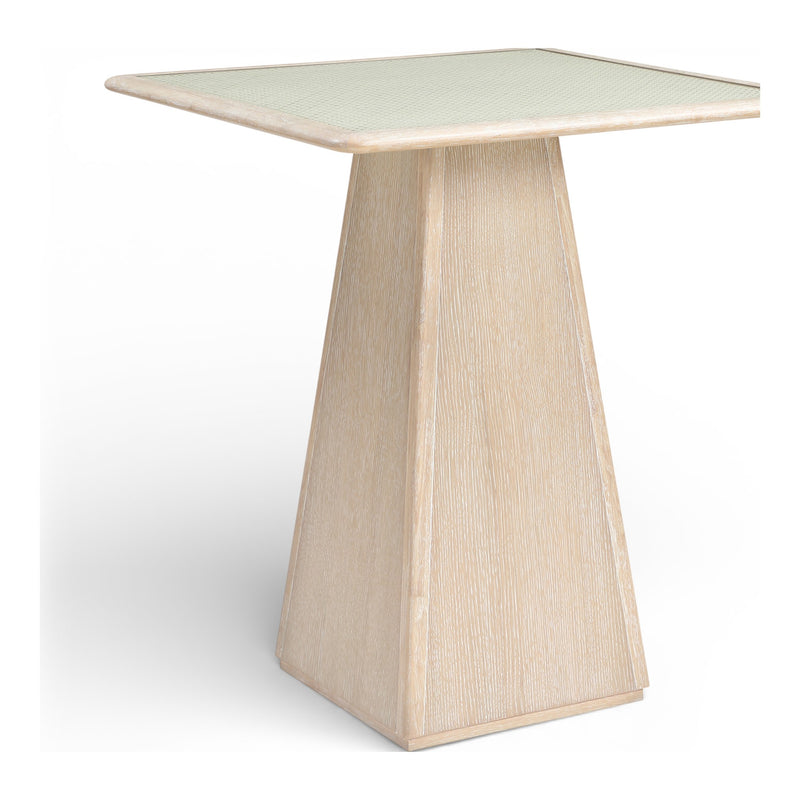 Atrium Glass And Cane Top With Solid Wood Base Bar Height Table in Natural