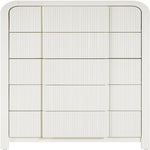 Fluted Solid Wood And Oak Veneer Chest in Cream