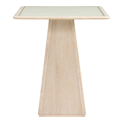 Atrium Glass And Cane Top With Solid Wood Base Bar Height Table in Natural