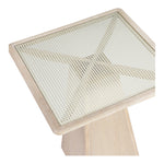 Atrium Glass And Cane Top With Solid Wood Base Bar Height Table in Natural