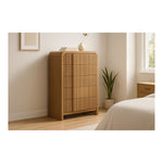 Fluted Solid Wood And Oak Veneer Chest in Natural