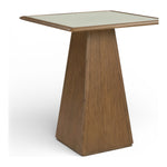 Atrium Glass And Cane Top With Solid Wood Base Bar Height Table in Brown Walnut
