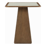 Atrium Glass And Cane Top With Solid Wood Base Bar Height Table in Brown Walnut