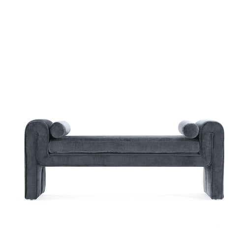 Concord Chenille Accent Bench in Black