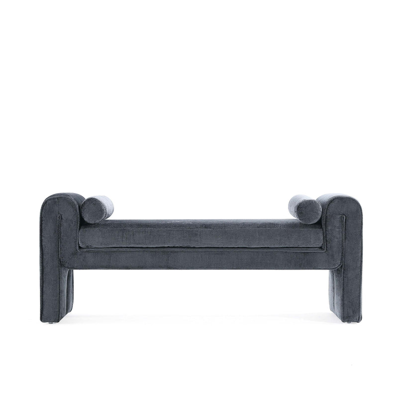 Concord Chenille Accent Bench in Black