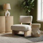 Vetra Linen Textured Fabric Upholstered Accent Chair in Beige