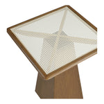 Atrium Glass And Cane Top With Solid Wood Base Bar Height Table in Brown Walnut