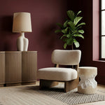 Vetra Linen Textured Fabric Upholstered Accent Chair in Beige