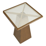 Atrium Glass And Cane Top With Solid Wood Base Bar Height Table in Brown Walnut