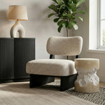Vetra Linen Textured Fabric Upholstered Accent Chair in Beige