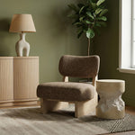 Vetra Linen Textured Fabric Upholstered Accent Chair in Brown