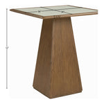 Atrium Glass And Cane Top With Solid Wood Base Bar Height Table in Brown Walnut