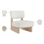 Vetra Linen Textured Fabric Upholstered Accent Chair in Cream