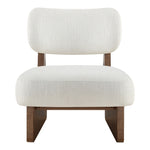 Vetra Linen Textured Fabric Upholstered Accent Chair in Cream