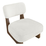 Vetra Linen Textured Fabric Upholstered Accent Chair in Cream