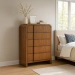 Fluted Solid Wood And Oak Veneer Chest in Walnut