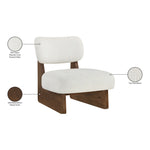 Vetra Linen Textured Fabric Upholstered Accent Chair in Cream
