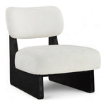 Vetra Linen Textured Fabric Upholstered Accent Chair in Cream