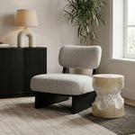 Vetra Linen Textured Fabric Upholstered Accent Chair in Grey