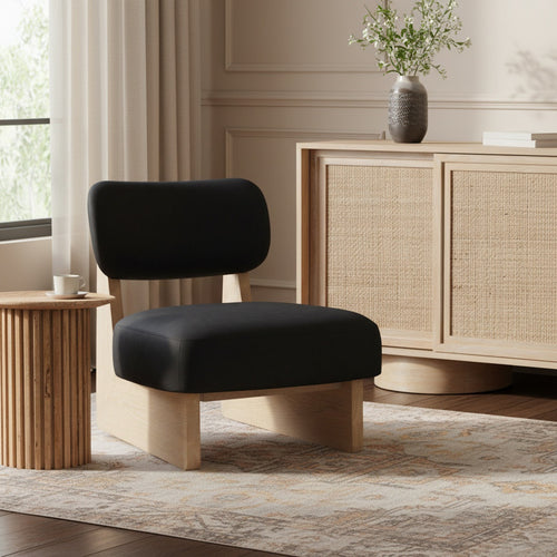 Vetra Vegan Leather Upholstered Accent Chair in Black