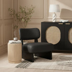 Vetra Vegan Leather Upholstered Accent Chair in Black