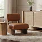 Vetra Vegan Leather Upholstered Accent Chair in Cognac