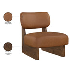 Vetra Vegan Leather Upholstered Accent Chair in Cognac
