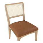Atrium Cane Back And Vegan Leather Upholstered Seat Dining Chair in Cognac