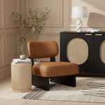 Vetra Vegan Leather Upholstered Accent Chair in Cognac