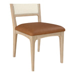Atrium Cane Back And Vegan Leather Upholstered Seat Dining Chair in Cognac