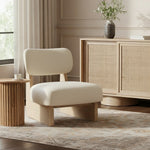 Vetra Vegan Leather Upholstered Accent Chair in Cream