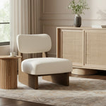Vetra Vegan Leather Upholstered Accent Chair in Cream