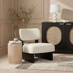 Vetra Vegan Leather Upholstered Accent Chair in Cream