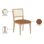 Atrium Cane Back And Vegan Leather Upholstered Seat Dining Chair in Cognac