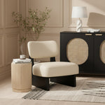 Vetra Vegan Leather Upholstered Accent Chair in Beige