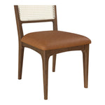 Atrium Cane Back And Vegan Leather Upholstered Seat Dining Chair in Cognac