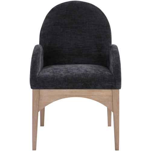 Waldorf Chenille Fabric Upholstered Dining Arm Chair in Black