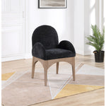 Waldorf Chenille Fabric Upholstered Dining Arm Chair in Black