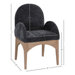 Waldorf Chenille Fabric Upholstered Dining Arm Chair in Black