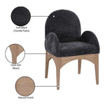 Waldorf Chenille Fabric Upholstered Dining Arm Chair in Black