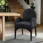 Waldorf Chenille Fabric Upholstered Dining Arm Chair in Black
