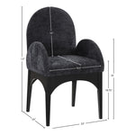Waldorf Chenille Fabric Upholstered Dining Arm Chair in Black
