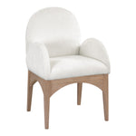 Waldorf Chenille Fabric Upholstered Dining Arm Chair in Cream